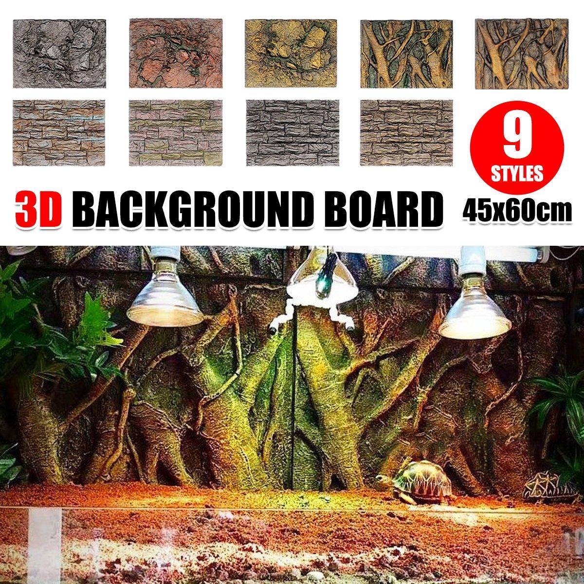 Pet Reptile Tank Board 3D Foam Backgrounds and Habitat Decoration 9 Styles - H