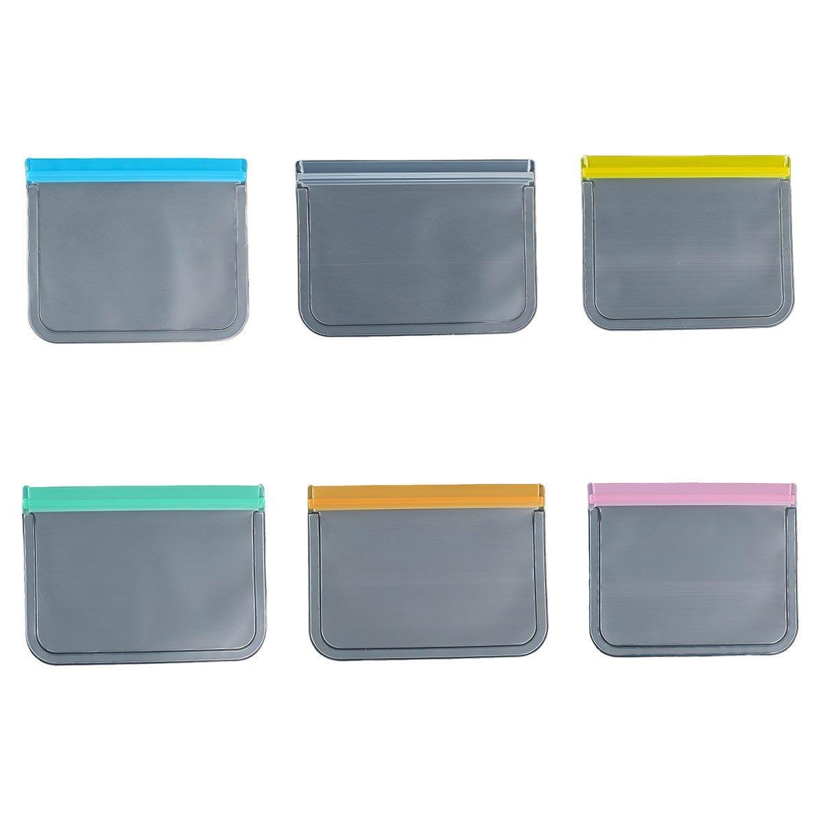 10 Pack Reusable Frosted PEVA Food Storage Bags Resealable Ziplock Freezer Safe - Pink