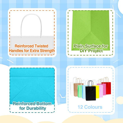 20pcs Small Kraft Paper Gift Bags with Handles for Shopping Party Favour - Brown