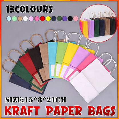 20pcs Small Kraft Paper Gift Bags with Handles for Shopping Party Favour - Dark Pink