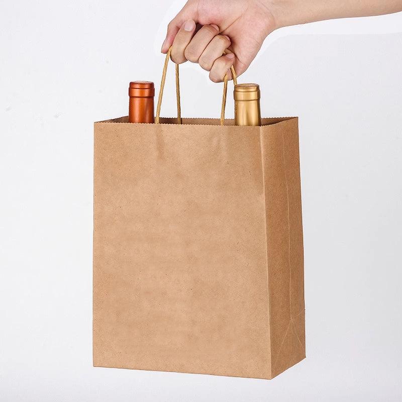 20pcs Small Kraft Paper Gift Bags with Handles for Shopping Party Favour - White