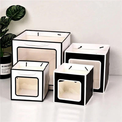 20PCS Open Window for Flower Doll Wedding Gift Transparent Square Packaging Bag - White 15-15-15cm