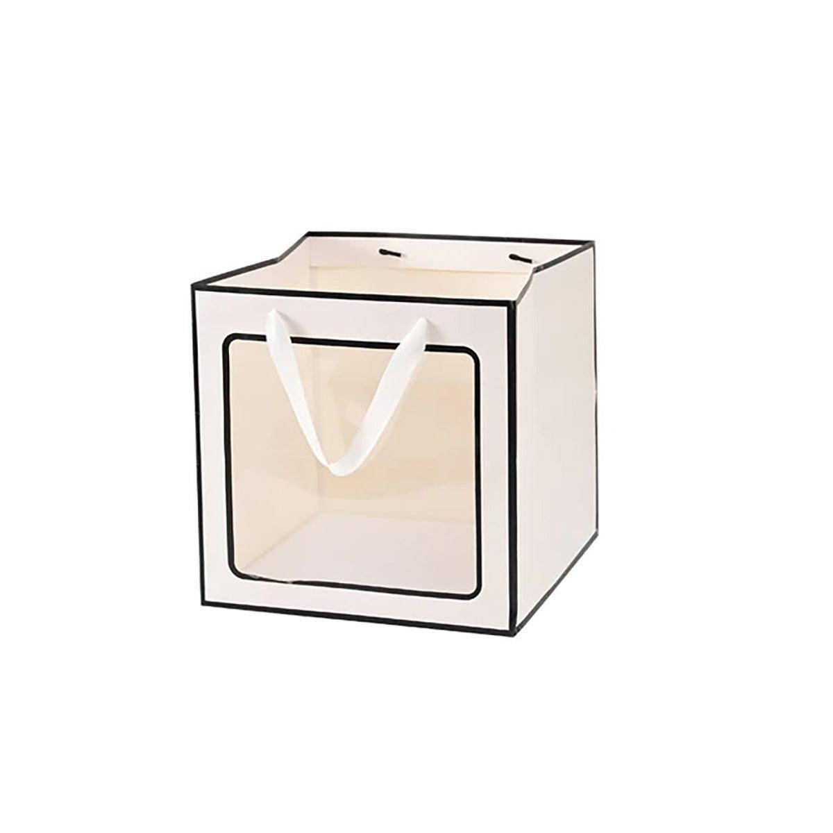 20PCS Open Window for Flower Doll Wedding Gift Transparent Square Packaging Bag - White 15-15-15cm