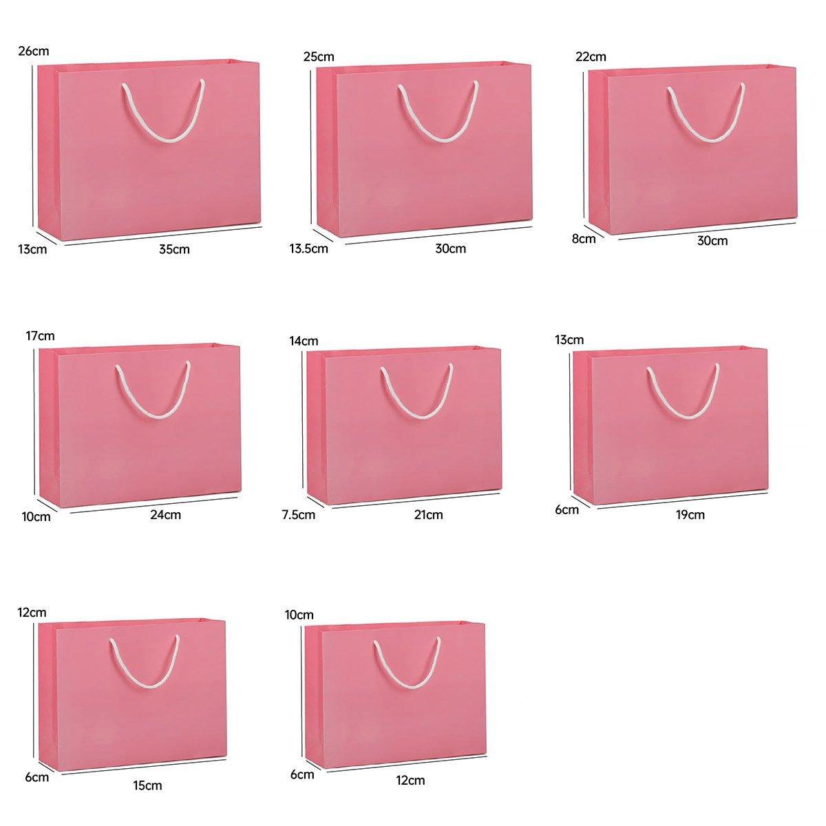 25X Kraft Paper Bags Gift Shopping Bag Carry White Pink Black Bag With Handles - Black-10-12-6