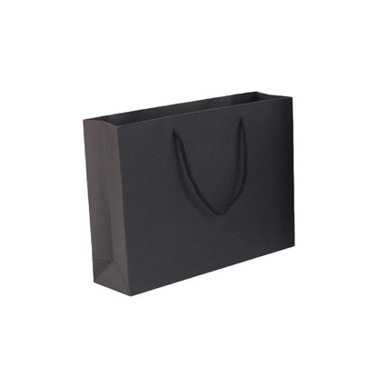 25X Kraft Paper Bags Gift Shopping Bag Carry White Pink Black Bag With Handles - Black-10-12-6