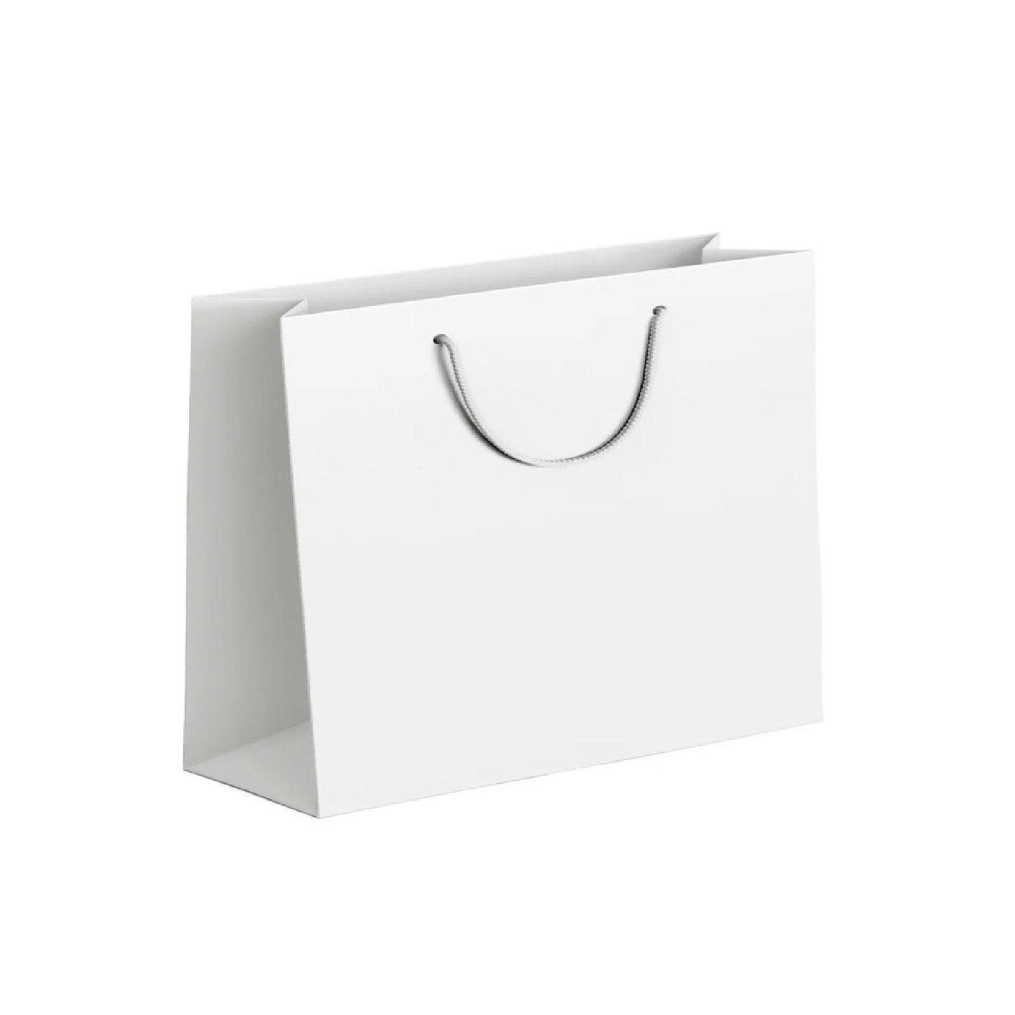 25X Kraft Paper Bags Gift Shopping Bag Carry White Pink Black Bag With Handles - White-10-12-6