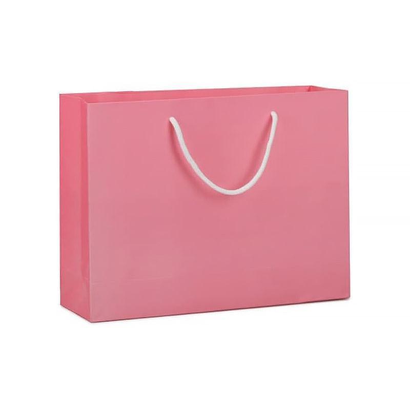 25X Kraft Paper Bags Gift Shopping Bag Carry White Pink Black Bag With Handles - White-12-15-6