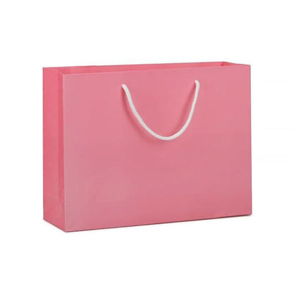 25X Kraft Paper Bags Gift Shopping Bag Carry White Pink Black Bag With Handles - White-12-15-6