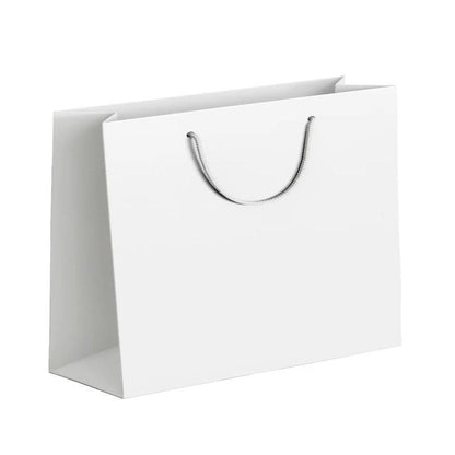 25X Kraft Paper Bags Gift Shopping Bag Carry White Pink Black Bag With Handles - Pink-14-21-7.5