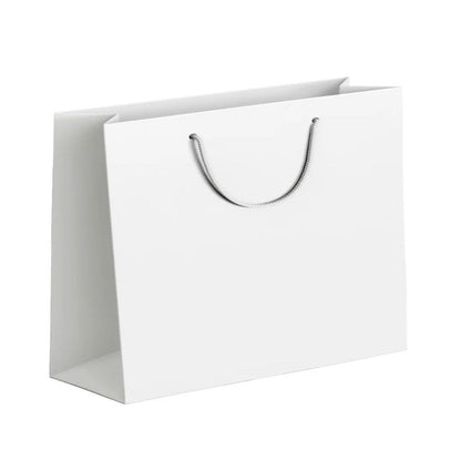 25X Kraft Paper Bags Gift Shopping Bag Carry White Pink Black Bag With Handles - Pink-14-21-7.5
