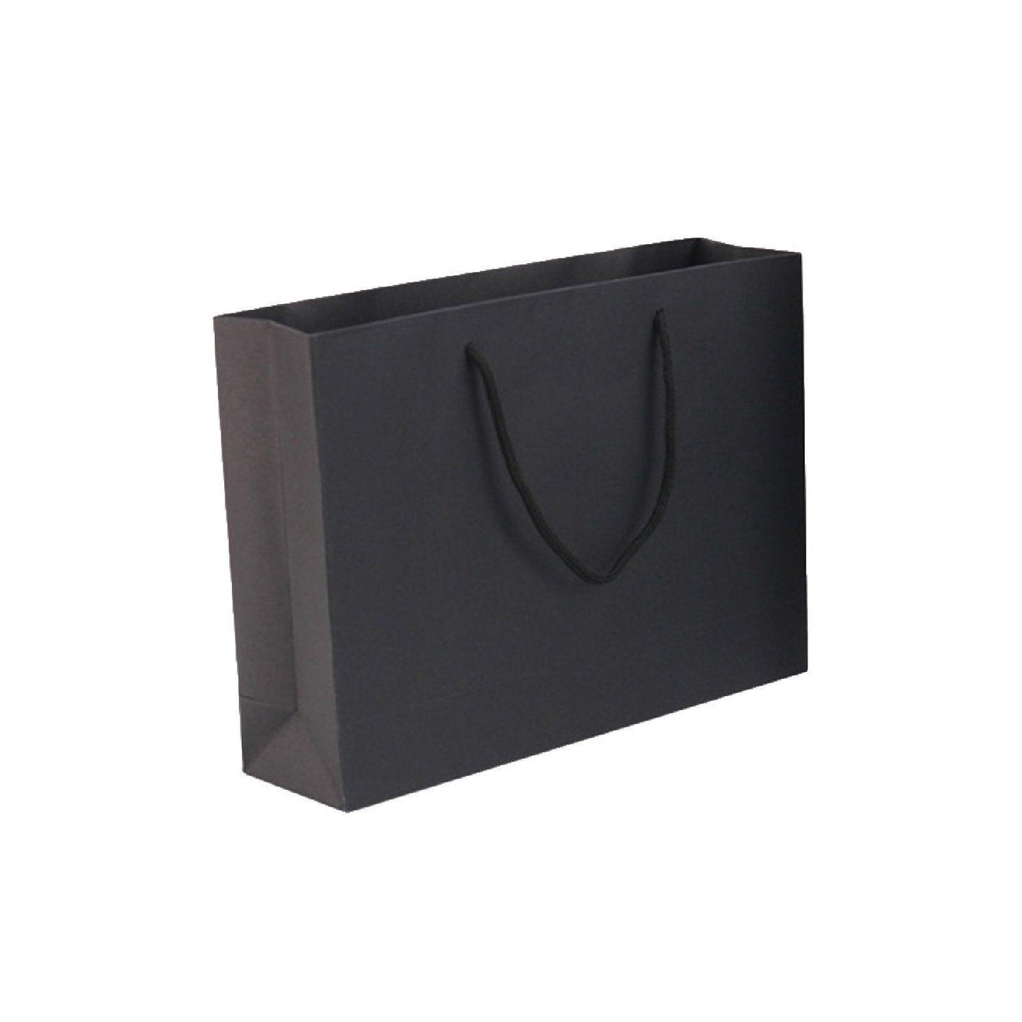 25X Kraft Paper Bags Gift Shopping Bag Carry White Pink Black Bag With Handles - Black-17-24-10