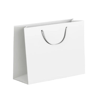 25X Kraft Paper Bags Gift Shopping Bag Carry White Pink Black Bag With Handles - Pink-26-35-13