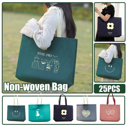 25PCS Fashionable Non-Woven Fabric Tote Eco Friendly Bag Reusable Shopping Bag - Smile 35*45*12cm
