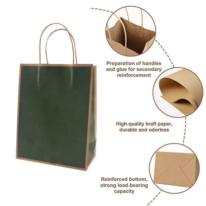 Gift Kraft Paper Bags for Packaging and Takeaway 50PCS - Black-21*15*8cm