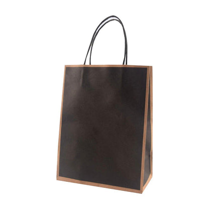 Gift Kraft Paper Bags for Packaging and Takeaway 50PCS - Black-21*15*8cm
