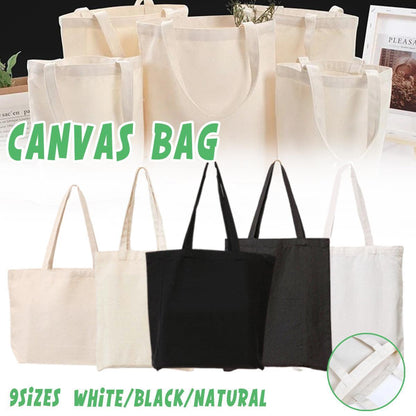 5PCS Canvas Tote Bag Cotton Blank DIY Shopping Shoulder Bags - Black 40*50cm