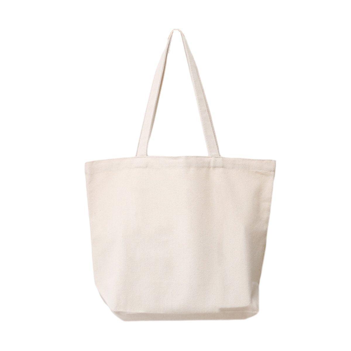 5PCS Canvas Tote Bag Cotton Blank DIY Shopping Shoulder Bags - Natural 30*20*10cm