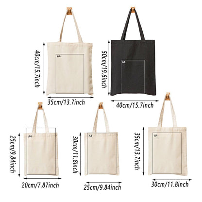 5PCS Canvas Tote Bag Cotton Blank DIY Shopping Shoulder Bags - Natural 35*40cm