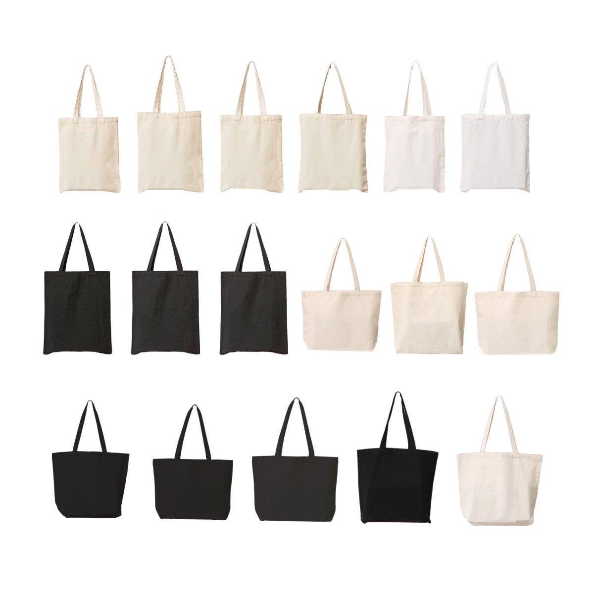 5PCS Canvas Tote Bag Cotton Blank DIY Shopping Shoulder Bags - White 30*35cm
