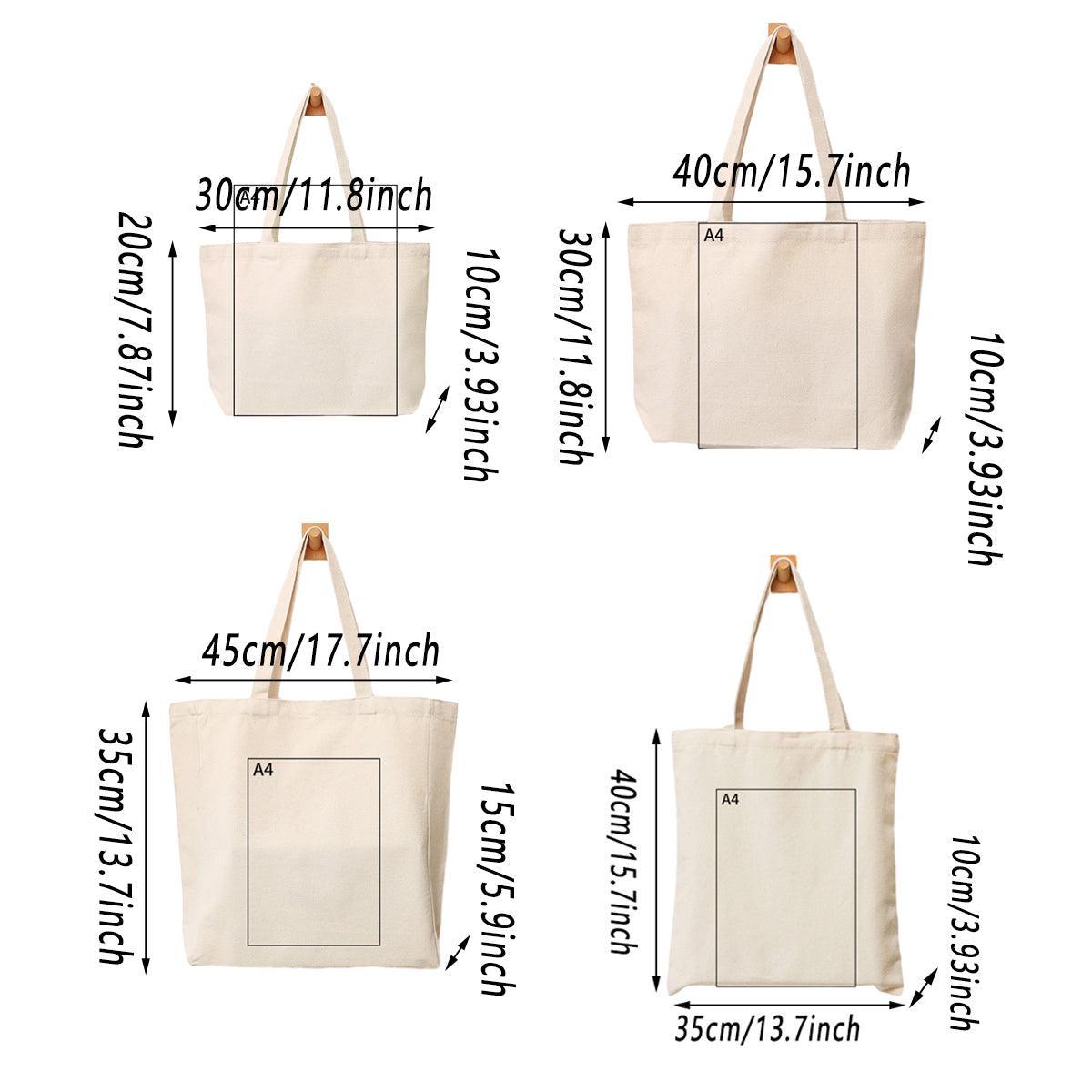 5PCS Canvas Tote Bag Cotton Blank DIY Shopping Shoulder Bags - White 30*35cm