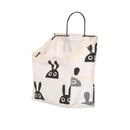 Wall Hanging Storage Bag Home Wardrobe Organiser Pouch Book Holder Phone Pocket - Black Rabbit