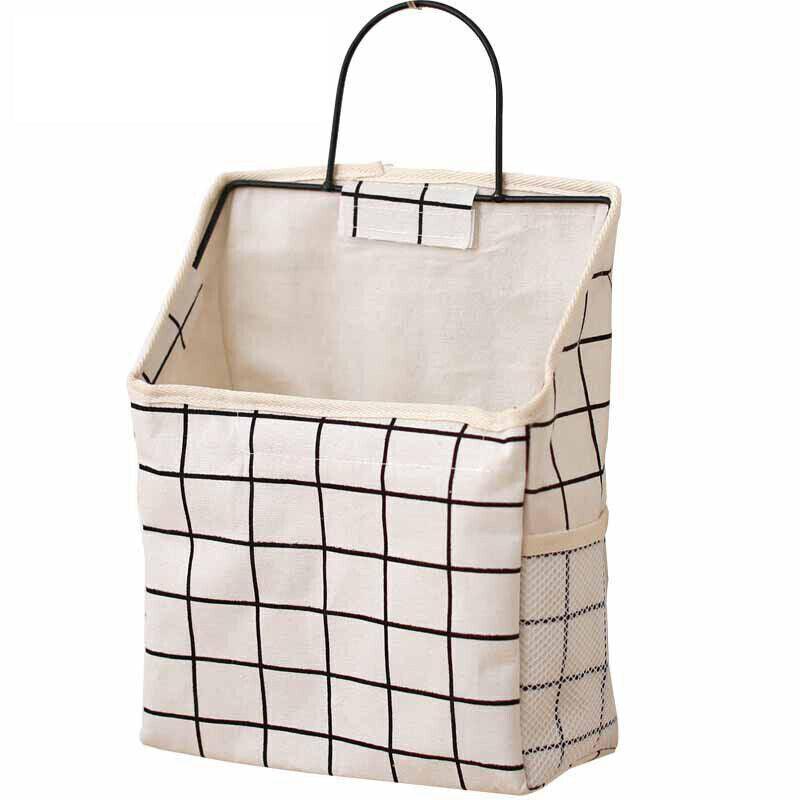 Wall Hanging Storage Bag Home Wardrobe Organiser Pouch Book Holder Phone Pocket - Grey Triangle