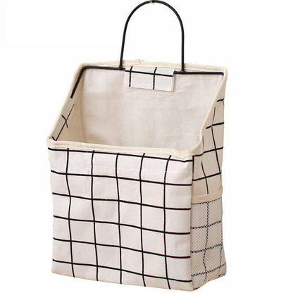 Wall Hanging Storage Bag Home Wardrobe Organiser Pouch Book Holder Phone Pocket - Grey Triangle