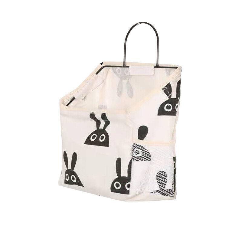 Wall Hanging Storage Bag Home Wardrobe Organiser Pouch Book Holder Phone Pocket - White Grid