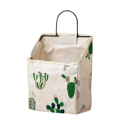 Wall Hanging Storage Bag Home Wardrobe Organiser Pouch Book Holder Phone Pocket - White Grid