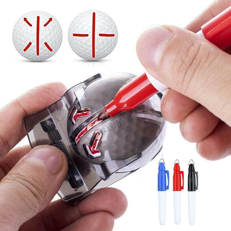 Sports Alignment Golf Ball Marker 3 Line Tool Drawing Liner Set Stencil Au Stock - Black