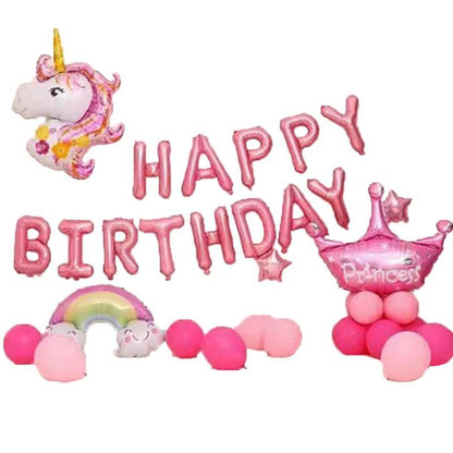 45-50 Pcs Happy Birthday 3D Unicorn Decoration Balloons Diy Decor Party Set - 01