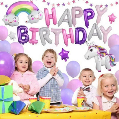 45-50 Pcs Happy Birthday 3D Unicorn Decoration Balloons Diy Decor Party Set - 05