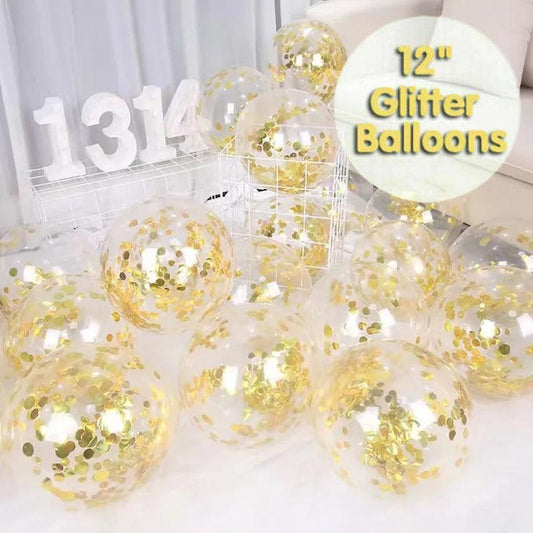 10/100X 30Cm Confetti Glitter Balloons for Party & Wedding - 30cm Rose Red *10pcs