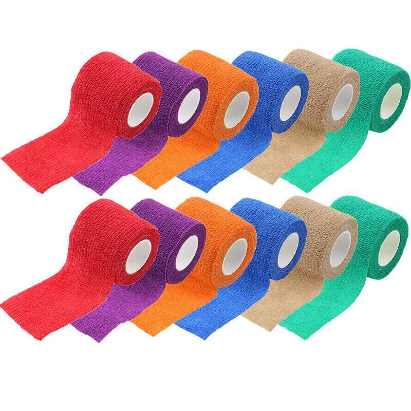 12× Multi-Size Self-Adhesive Cohesive Pet Bandage Wraps - 12PCS(10CM*4.5M)