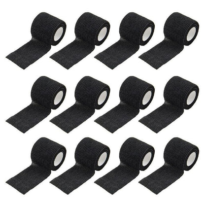 12× Multi-Size Self-Adhesive Cohesive Pet Bandage Wraps - 12PCS Black(5CM*4.5M)