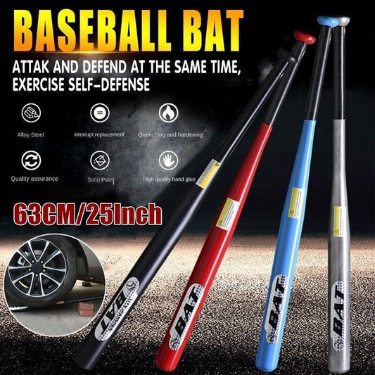 25inch 63CM Alloy Steel Metal Baseball Bat Racket 4 Colours - Silver