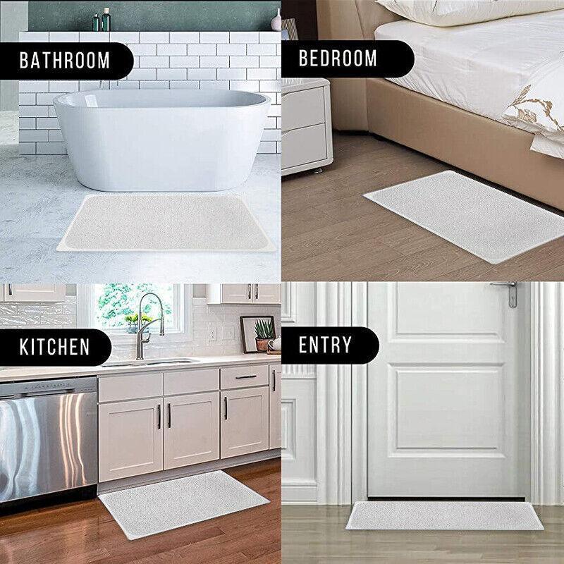 Anti Slip Shower Mat Loofah Surface Bath Rug 70x40cm White PVC Bathroom Carpet