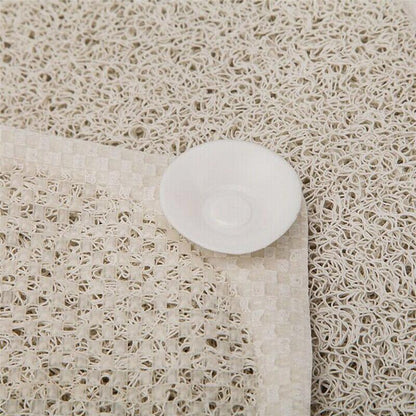 Anti Slip Shower Mat Loofah Surface Bath Rug 70x40cm White PVC Bathroom Carpet