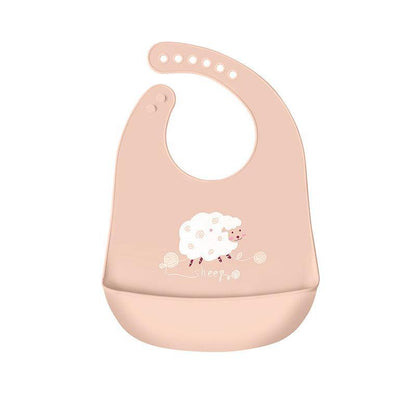 Silicone Waterproof Feeding Bib Apron with Pouch Easy to Clean Smock for Mealtime Use - Elephant