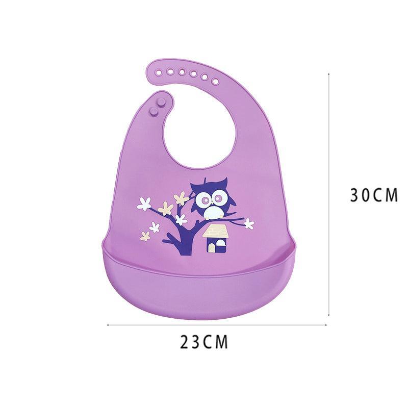 Silicone Waterproof Feeding Bib Apron with Pouch Easy to Clean Smock for Mealtime Use - Puppy