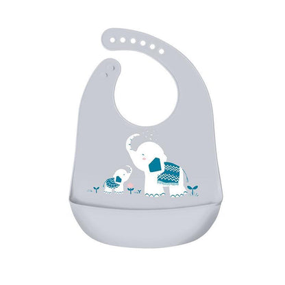 Silicone Waterproof Feeding Bib Apron with Pouch Easy to Clean Smock for Mealtime Use - Purple Swan