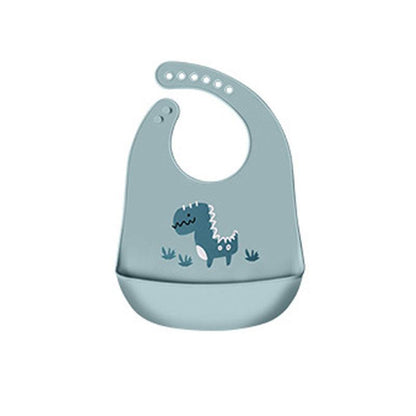 Silicone Waterproof Feeding Bib Apron with Pouch Easy to Clean Smock for Mealtime Use - Purple Swan