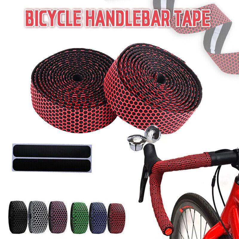 2X Thick Bicycle Handlebar Tape Bar Drop Wrap Mtb Road Bike Anti-Slip Punch - Blue