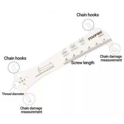 3 in 1 Bike Chain Wear Indicator Chain Hook Bolt Gauge Ruler Tool Stainless Steel
