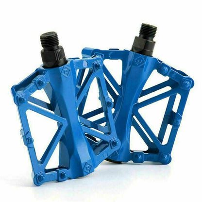 Bike Pedals Alloy Mountain Road MTB Colored Bicycle Nonslip Cycling Pedals 9/16" - Black