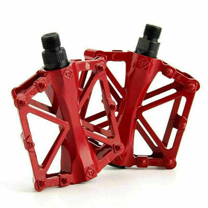 Bike Pedals Alloy Mountain Road MTB Colored Bicycle Nonslip Cycling Pedals 9/16" - Black