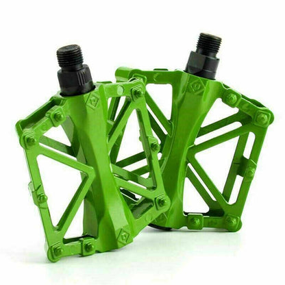 Bike Pedals Alloy Mountain Road MTB Colored Bicycle Nonslip Cycling Pedals 9/16" - Red