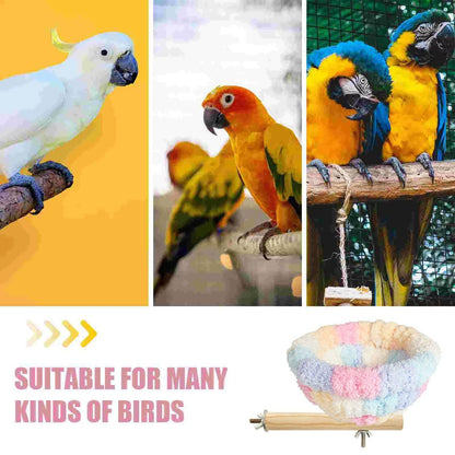 Parrot Winter Warm Nest Fluffy Cotton Hanging Bed Colourful Bird Cage House - Green