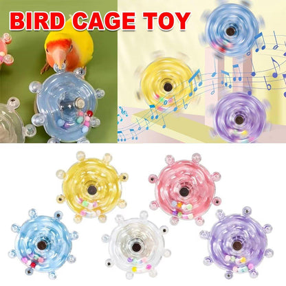 Interactive Parrot Spinning Wheel Stress Relief Toy for Small Birds Durable - Purple