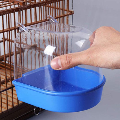 Bird Water Bath Tub For Pet Cage Hanging Bowl Parrot Birdbath Pet Cleaning - Pink